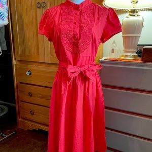 Vintage Eliza J New York Medium Red Fit & Flare Pleated Dress